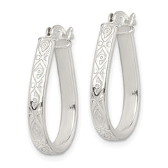 Sterling Silver Patterned 3mm Teardrop Hoop Earrings