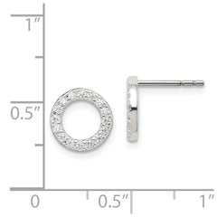 Sterling Silver Polished CZ Circle Post Earrings - 2