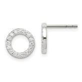 Sterling Silver Polished CZ Circle Post Earrings - 2