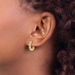 Sterling Silver Gold-tone CZ Post Hoop Earrings - 2