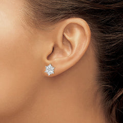 Sterling Silver Rhodium-plated Polished CZ Snowflake Post Earrings - 3