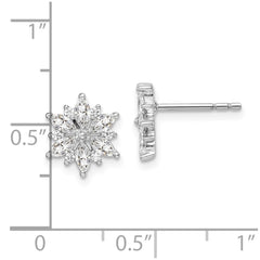 Sterling Silver Rhodium-plated Polished CZ Snowflake Post Earrings - 3