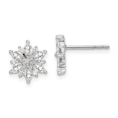 Sterling Silver Rhodium-plated Polished CZ Snowflake Post Earrings - 3