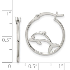 Sterling Silver Polished Dolphin Hoop Earrings