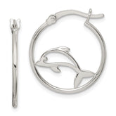 Sterling Silver Polished Dolphin Hoop Earrings