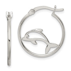 Sterling Silver Polished Dolphin Hoop Earrings