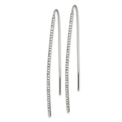 Sterling Silver Rhodium-plated Crystal Threader Dangle Earrings