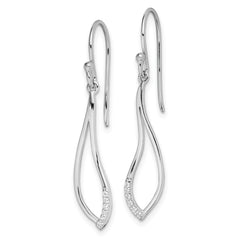 Sterling Silver Rhodium-plated Polished CZ Dangle Earrings - 2