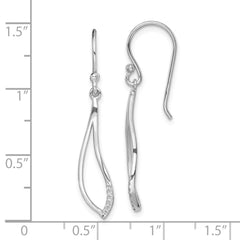 Sterling Silver Rhodium-plated Polished CZ Dangle Earrings - 2