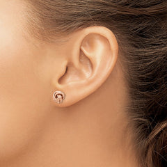 Sterling Silver Rose Tone Love Knot Post Earrings