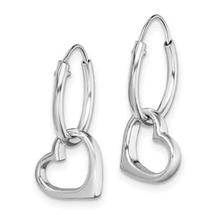 Sterling Silver Rhodium-plated Heart Hoop Earring
