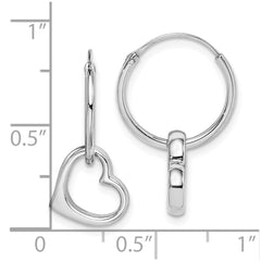 Sterling Silver Rhodium-plated Heart Hoop Earring