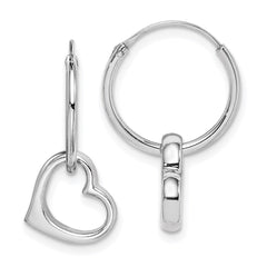 Sterling Silver Rhodium-plated Heart Hoop Earring