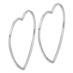 Sterling Silver Rhodium-Plated 2mm Heart Hoop Earrings - 2