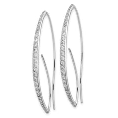 Sterling Silver Rhodium-plated CZ Threader Earrings - 3