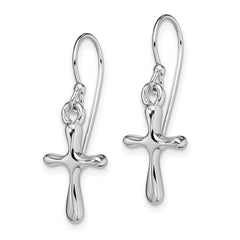 Sterling Silver Rhodium-plated Polished Cross Dangle Earrings - 3