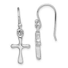 Sterling Silver Rhodium-plated Polished Cross Dangle Earrings - 3