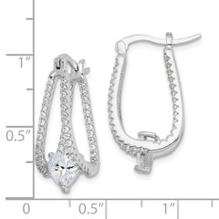 Sterling Silver Rhodium-plated Heart CZ In/Out Double Hoop Earrings