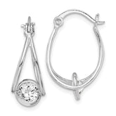 Sterling Silver Rhodium-plated CZ Double Hoop Earrings