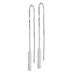Sterling Silver Rhodium-plated CZ Threader Earrings - 5