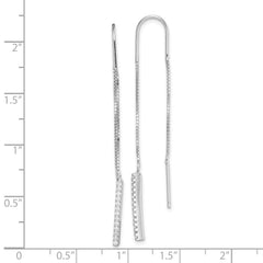 Sterling Silver Rhodium-plated CZ Threader Earrings - 5