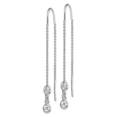 Sterling Silver Rhodium-plated CZ Threader Earrings - 2