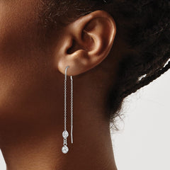 Sterling Silver Rhodium-plated CZ Threader Earrings - 2