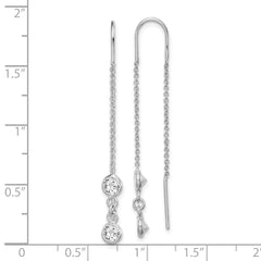 Sterling Silver Rhodium-plated CZ Threader Earrings - 2
