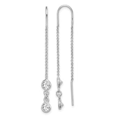 Sterling Silver Rhodium-plated CZ Threader Earrings - 2