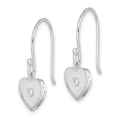 Sterling Silver Rhodium-plated CZ Heart Dangle Earrings - 2