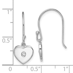 Sterling Silver Rhodium-plated CZ Heart Dangle Earrings - 2