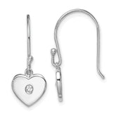 Sterling Silver Rhodium-plated CZ Heart Dangle Earrings - 2