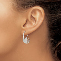 Sterling Silver Polished & Diamond-cut Circles Dangle Hoop Earrings