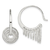 Sterling Silver Polished & Diamond-cut Circles Dangle Hoop Earrings