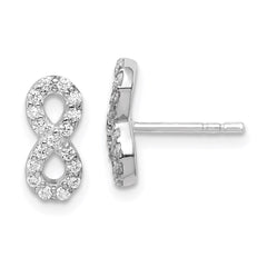 Sterling Silver Rhodium-plated Polished CZ Infinity Post Earrings - 2