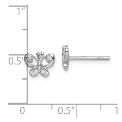 Sterling Silver Rhodium-plated CZ Butterfly Post Earrings - 5