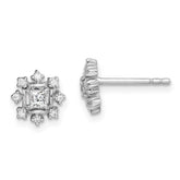 Sterling Silver Rhodium-plated Polished CZ Snowflake Post Earrings - 2