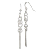Sterling Silver Polished & D/C Circle & Multi-strand Chain Dangle Earrings