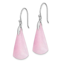 Sterling Silver Rhodium-plated Dyed Pink Quartz Dangle Earrings