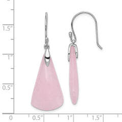 Sterling Silver Rhodium-plated Dyed Pink Quartz Dangle Earrings