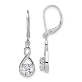 Sterling Silver Rhodium-plated Polished CZ Infinity Leverback Earrings