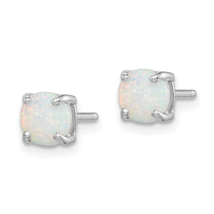Sterling Silver Rhodium-plated Polished Pink, White & Blue Round 6mm Created Opal 3 Pair Set of Stud Earrings