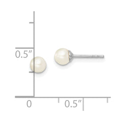 Sterling Silver Madi K Rhodium-plated 4-5mm White Round Freshwater Cultured Pearl Post Earrings
