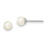 Sterling Silver Madi K Rhodium-plated 4-5mm White Round Freshwater Cultured Pearl Post Earrings
