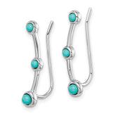 Sterling Silver Rhodium-plated Created Turquoise Ear Climber Earrings