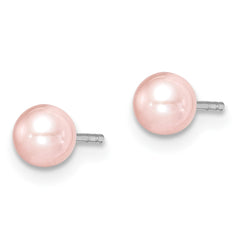 Sterling Silver Madi K Rhodium-plated 4-5mm Pink Round Freshwater Cultured Pearl Post Earrings