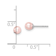 Sterling Silver Madi K Rhodium-plated 4-5mm Pink Round Freshwater Cultured Pearl Post Earrings