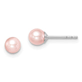 Sterling Silver Madi K Rhodium-plated 4-5mm Pink Round Freshwater Cultured Pearl Post Earrings