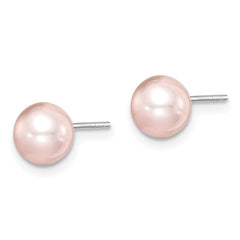 Sterling Silver Madi K Rhodium-plated 6-7mm Pink Round Freshwater Cultured Pearl Post Earrings