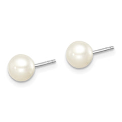 Sterling Silver Madi K Rhodium-plated 5-6mm White Round Freshwater Cultured Pearl Post Earrings